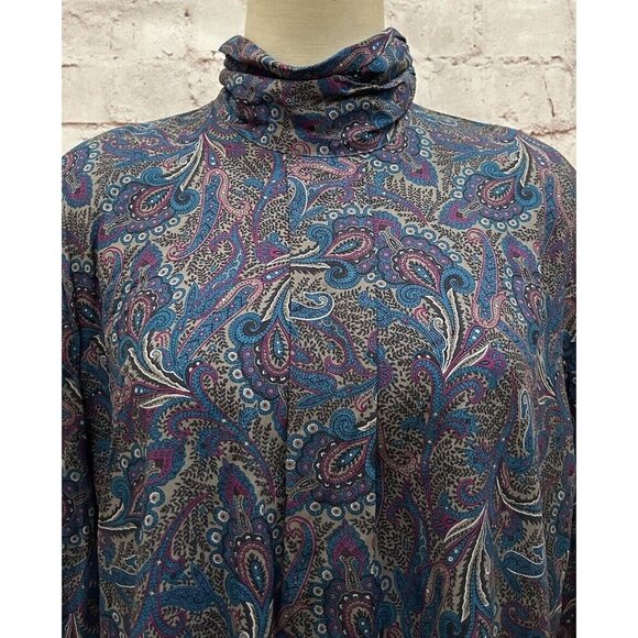 VTG Country Sophisticates by Pendleton Blue Gray Paisley Blouse Size 14 NOS - Picture 2 of 5